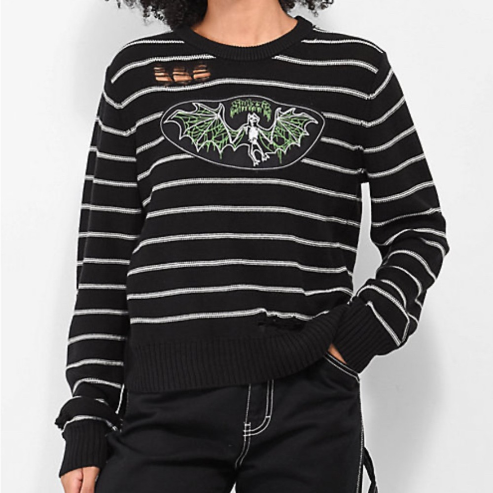 SWIXXZ Distressed Bat Sweater